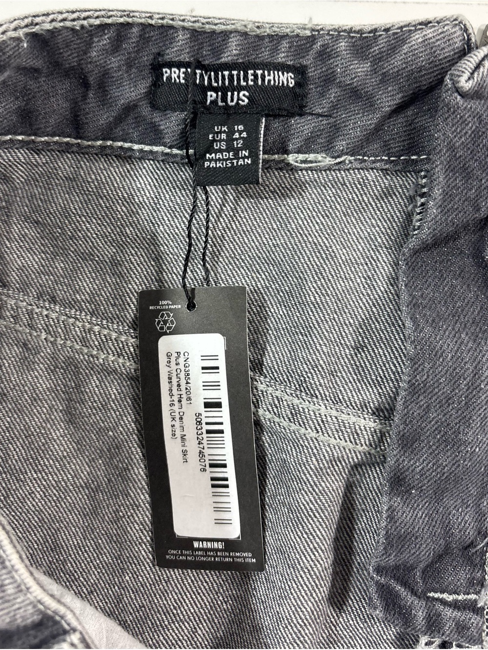 Pretty Little Things Plus Curved Hem Denim Mini Skirt Cotton Womens Size 12 - Picture 14 of 16